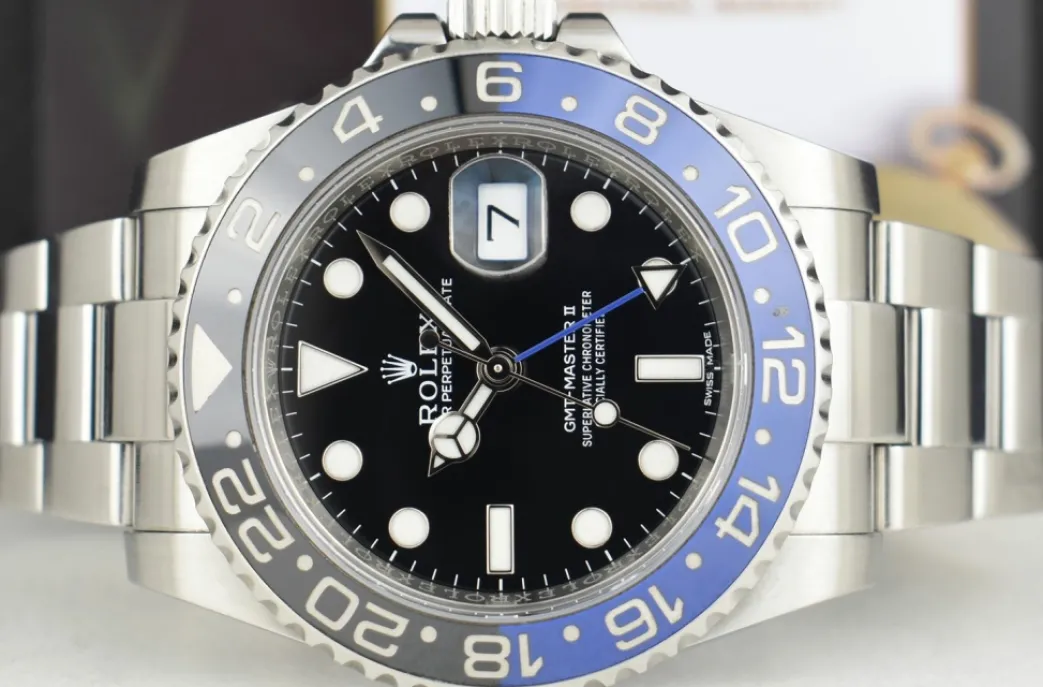 rolex_stainless_steel_gmt_4-4.webp Pilots Professional Watches | Sant Blanc ROLEX Stainless Steel GMT Master II Blue & Black "Batman" Model 116710 BLNR