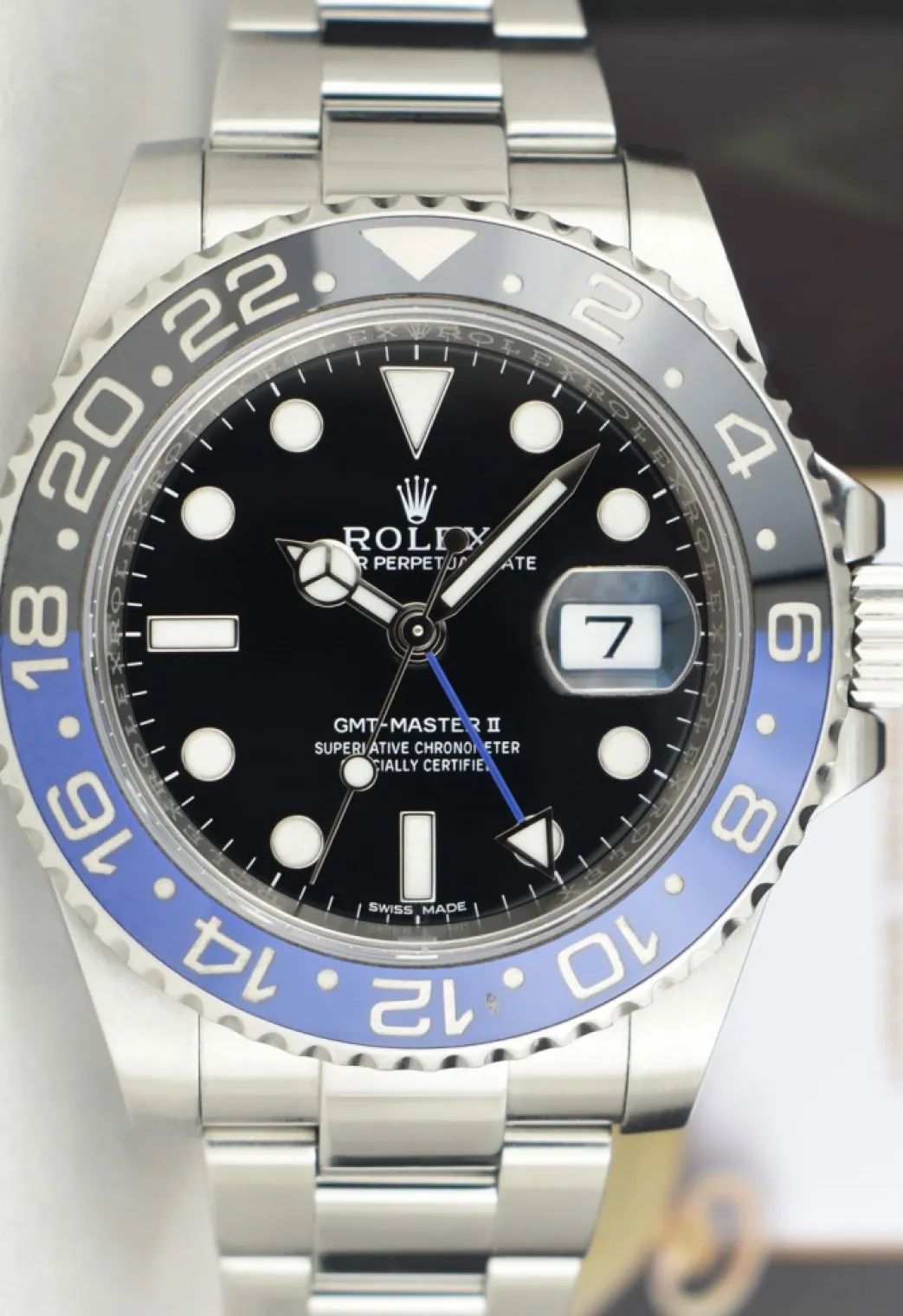 rolex_stainless_steel_gmt_5-4.webp Pilots Professional Watches | Sant Blanc ROLEX Stainless Steel GMT Master II Blue & Black "Batman" Model 116710 BLNR