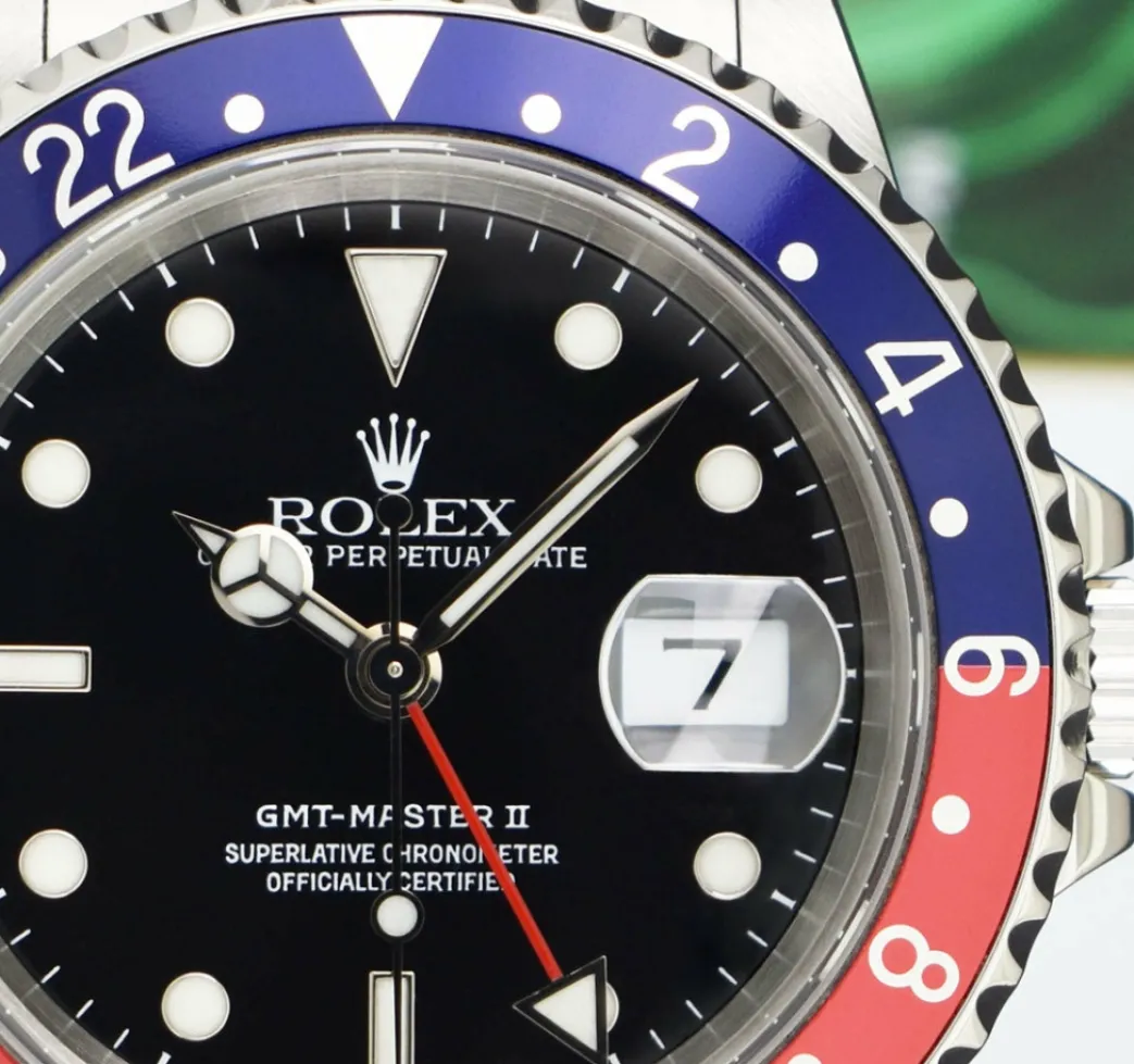 rolex_stainless_steel_gmt_7.webp Pilots Professional Watches | Sant Blanc ROLEX Stainless Steel GMT Master II Pepsi Bezel Model 16710