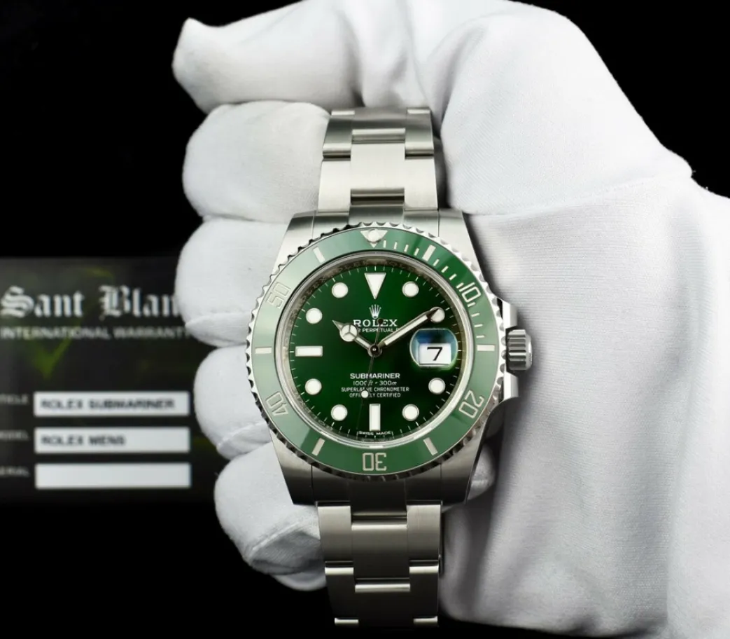 rolex_stainless_steel_sub_2-1.webp Diving Professional Watches | Sports Watches | Sant Blanc ROLEX Stainless Steel Submariner Green Ceramic Bezel "Hulk" Model 116610LV