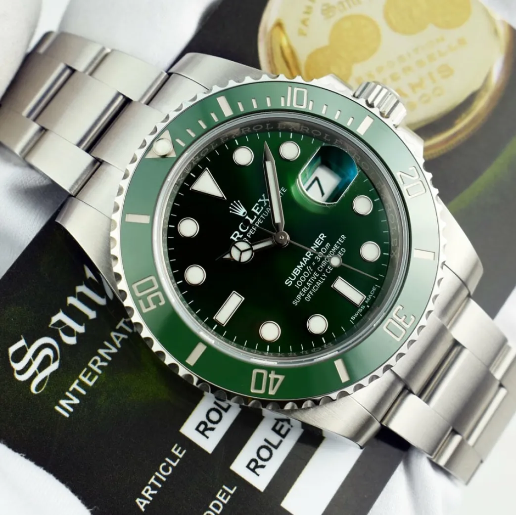 rolex_stainless_steel_sub_4-1.webp Diving Professional Watches | Sports Watches | Sant Blanc ROLEX Stainless Steel Submariner Green Ceramic Bezel "Hulk" Model 116610LV