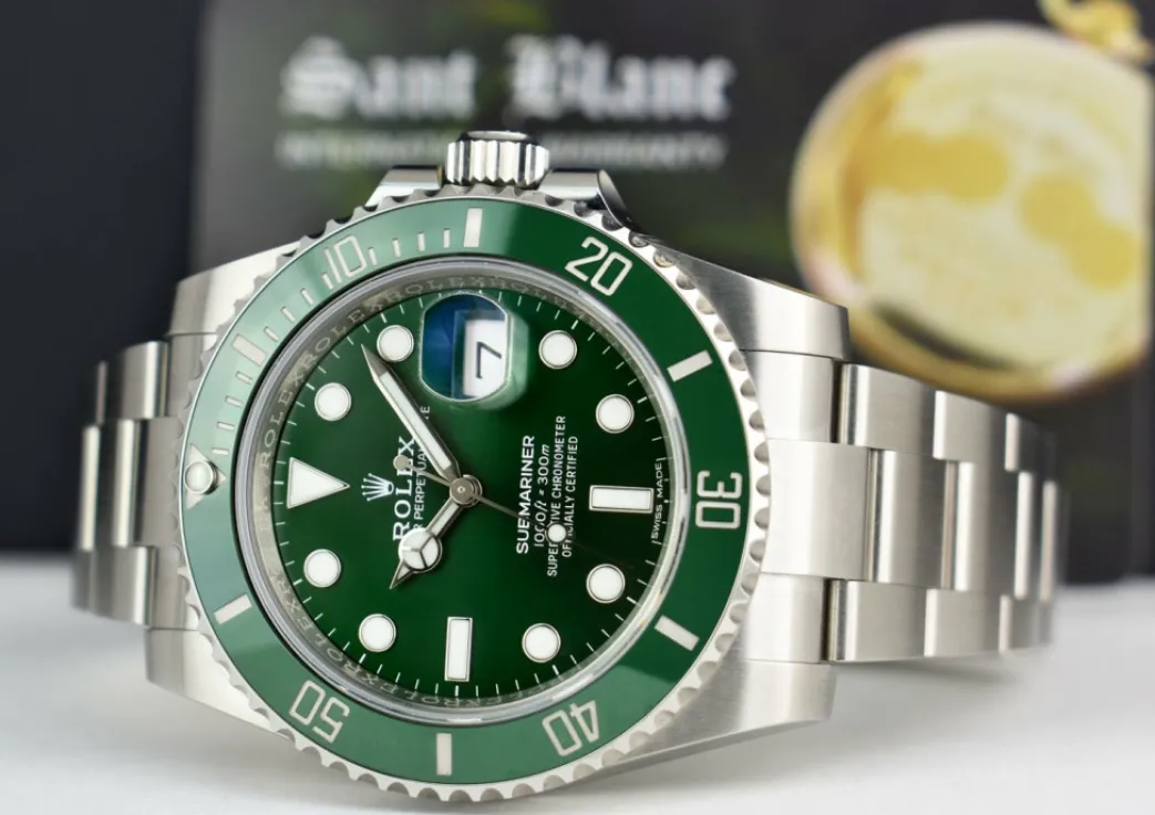 rolex_stainless_steel_sub_5-1.webp Diving Professional Watches | Sports Watches | Sant Blanc ROLEX Stainless Steel Submariner Green Ceramic Bezel "Hulk" Model 116610LV