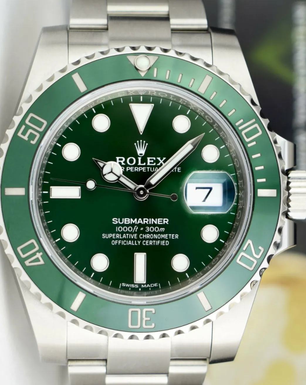 rolex_stainless_steel_sub_8.webp Diving Professional Watches | Sports Watches | Sant Blanc ROLEX Stainless Steel Submariner Green Ceramic Bezel "Hulk" Model 116610LV