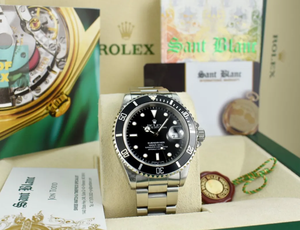 rolex_vintage_mens_stainl_2-1.webp Diving Professional Watches | Sports Watches | Sant Blanc ROLEX Vintage Mens Stainless Steel Submariner Black Dial Model 16610