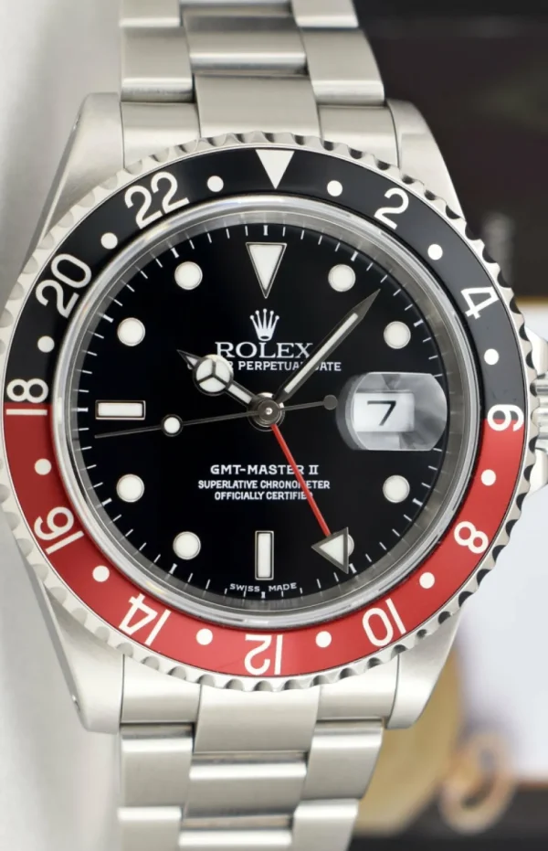 Pilots Professional Watches | Sant Blanc ROLEX Vintage Stainless GMT Master II Coke Bezel SEL Model 16710