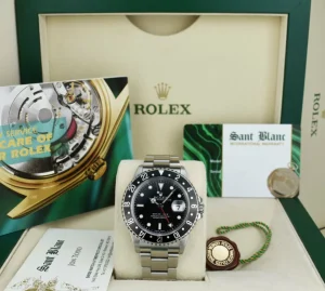 Pilots Professional Watches | Sant Blanc ROLEX Vintage Stainless Steel GMT Master II Black Bezel Black Dial SEL Model 16710