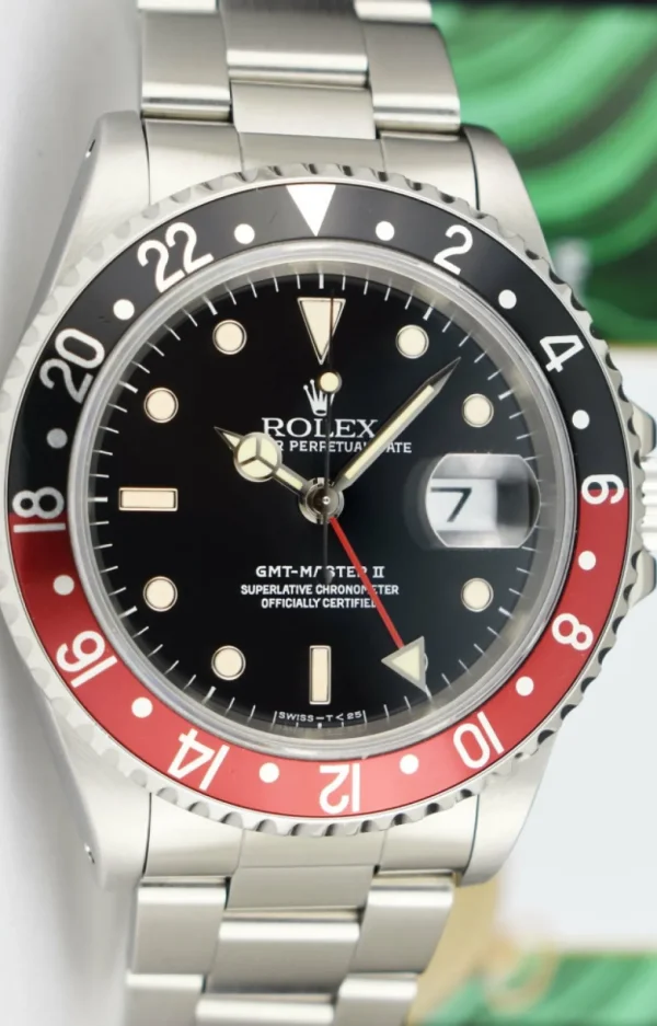 Pilots Professional Watches | Sant Blanc ROLEX Vintage Stainless Steel GMT Master II Coke Bezel Black & Cream Dial Model 16710