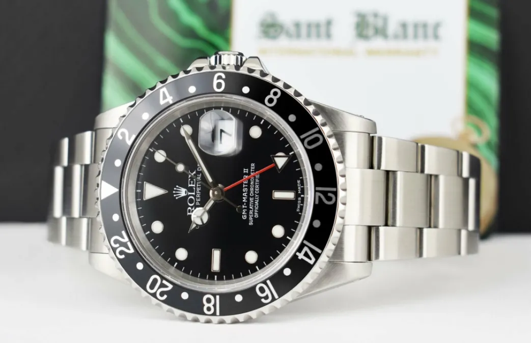 rolex_vintage_stainless_s_3.webp Pilots Professional Watches | Sant Blanc ROLEX Vintage Stainless Steel GMT Master II Black Bezel Black Dial SEL Model 16710