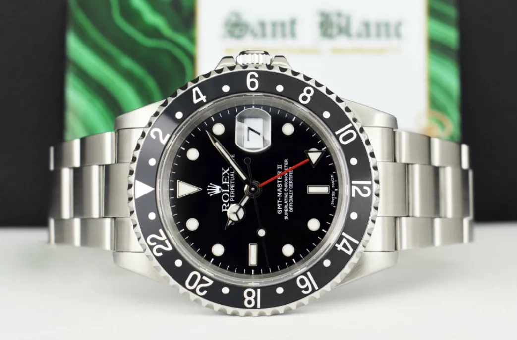 rolex_vintage_stainless_s_4.webp Pilots Professional Watches | Sant Blanc ROLEX Vintage Stainless Steel GMT Master II Black Bezel Black Dial SEL Model 16710