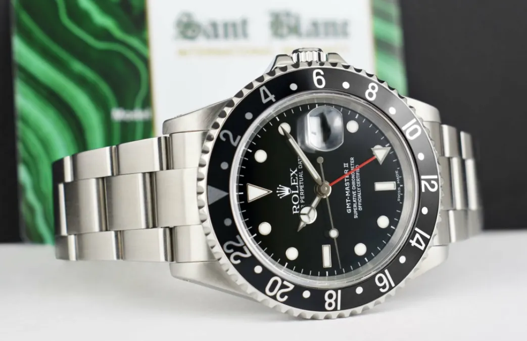 rolex_vintage_stainless_s_5.webp Pilots Professional Watches | Sant Blanc ROLEX Vintage Stainless Steel GMT Master II Black Bezel Black Dial SEL Model 16710
