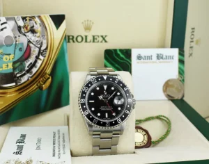 Pilots Professional Watches | Sant Blanc ROLEX Vintage Stainless Steel GMT Master II Black Bezel Black Dial SEL Model 16710
