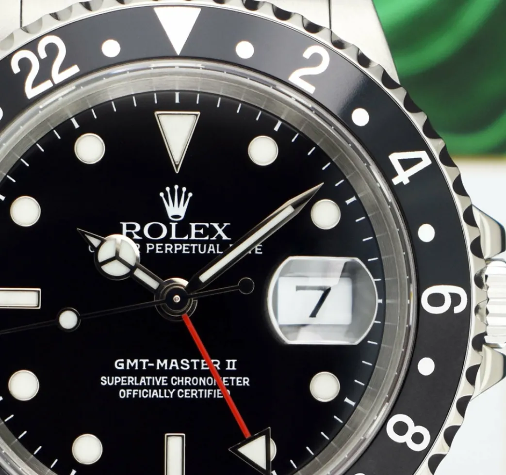 rolex_vintage_stainless_s_9.webp Pilots Professional Watches | Sant Blanc ROLEX Vintage Stainless Steel GMT Master II Black Bezel Black Dial SEL Model 16710