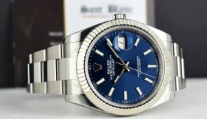 Men's Watches | Dress Watches | Sant Blanc ROLEX White Gold & Stainless DateJust 41 Blue Index Box & Card Model 126334
