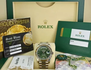 President Dress Watches | Sant Blanc ROLEX White Gold DayDate 40 President Green Roman Model 228239