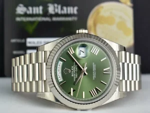 President Dress Watches | Sant Blanc ROLEX White Gold DayDate 40 President Green Roman Model 228239