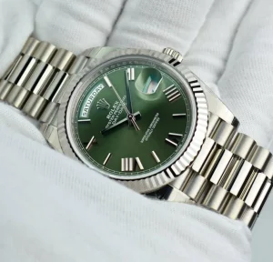 President Dress Watches | Sant Blanc ROLEX White Gold DayDate 40 President Green Roman Model 228239