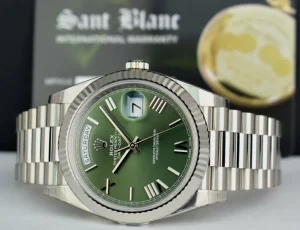 President Dress Watches | Sant Blanc ROLEX White Gold DayDate 40 President Green Roman Model 228239