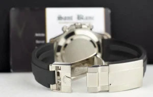 Racing Professional Watches | Sant Blanc ROLEX White Gold Daytona Black Diamond Dial Oysterflex Strap Model 116519LN