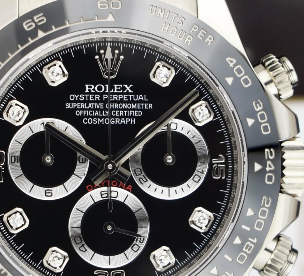 rolex_white_gold_daytona__6.webp Racing Professional Watches | Sant Blanc ROLEX White Gold Daytona Black Diamond Dial Oysterflex Strap Model 116519LN