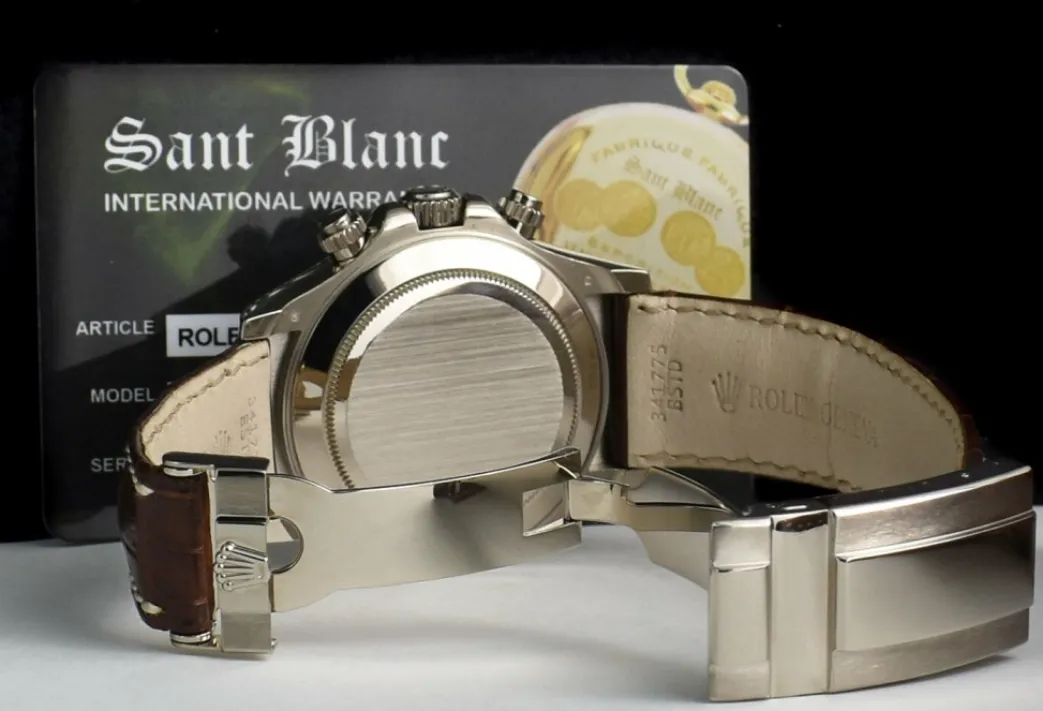 rolex_white_gold_daytona__8-1.webp Men's Watches | Racing Professional Watches | Sant Blanc ROLEX White Gold Daytona Gray Slate Arabic Dial with Brown Crocodile Strap Model 116519