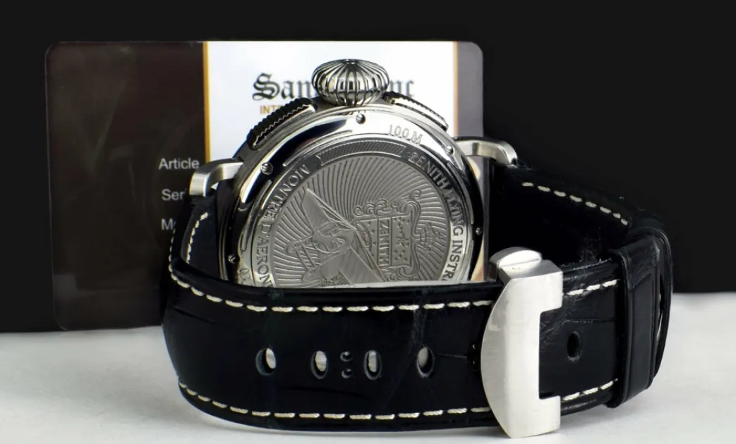 zenith_mm_stainless_steel_5.webp Men's Watches | Sant Blanc ZENITH 48mm Stainless Steel Pilot Montre D'Aeronef Type 20 Annual Calendar Black Dial Model 03.2430.4054/21.C721